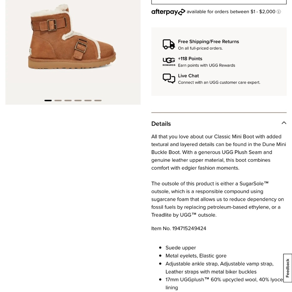 UGG W Dune mini buckle boot